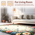 Enchanting Floral Butterfly Botanical Design Rug