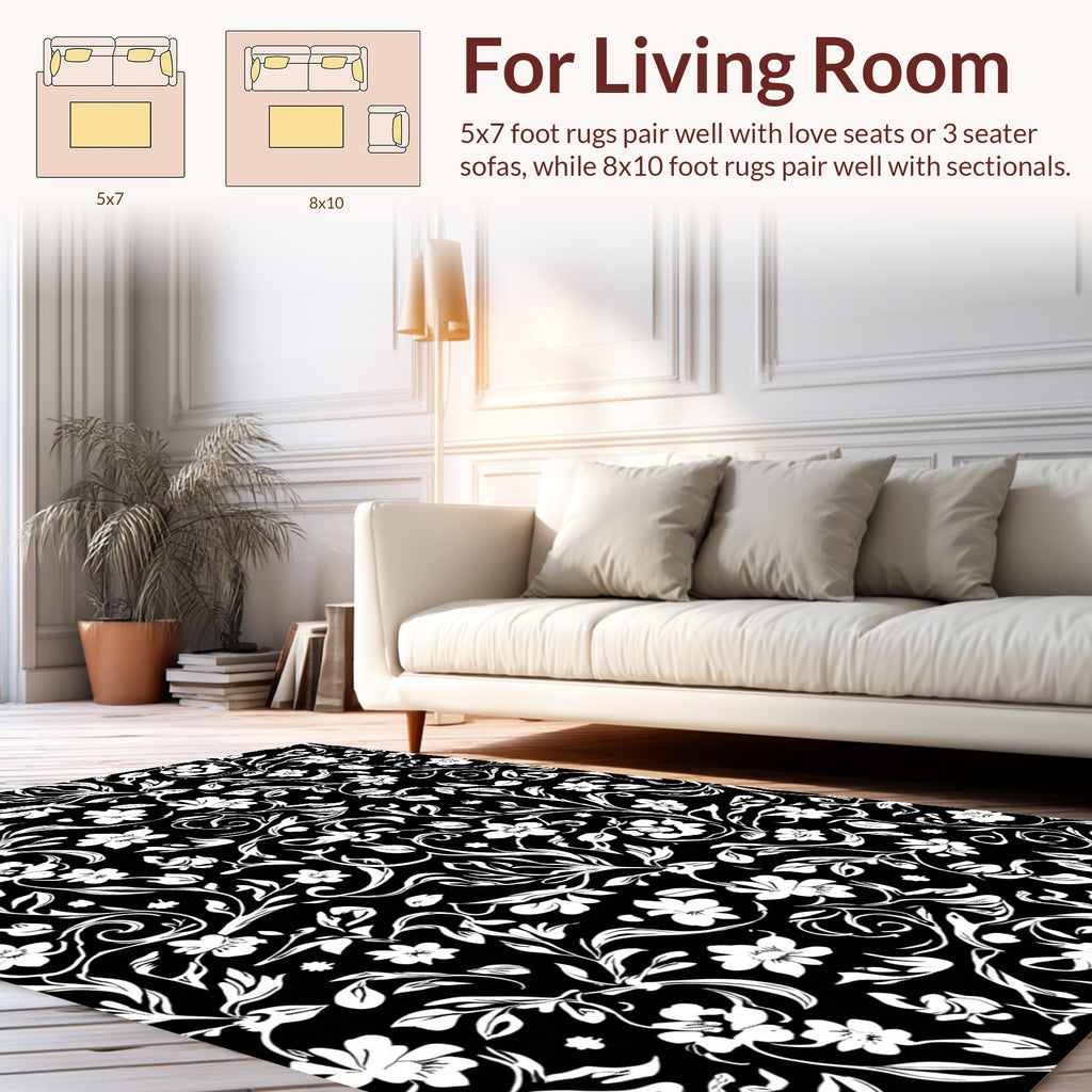 Floral Swirl Botanical Pattern Rug