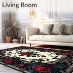 Ornate Rose and Vine Pattern Rug