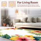 Tropical Hibiscus Floral Pattern Rug