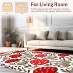 Whimsical Red Mushroom Nature Pattern Rug