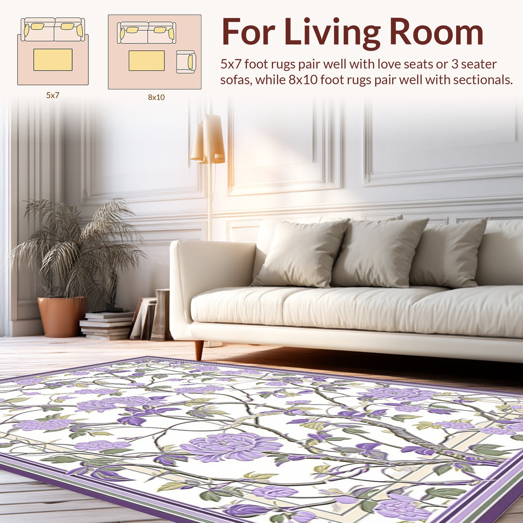 Botanical Vine Lavender Floral Rug