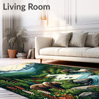 Mountain Woodland Wildlife Scene Rug