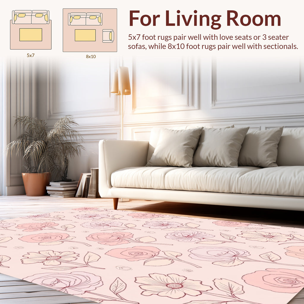 Pastel Floral Outline Pattern Rug
