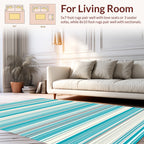 Stripes In Teal Light Gray Rug
