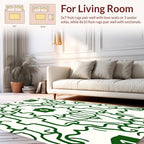 Bold Green White Abstract Motif Rug