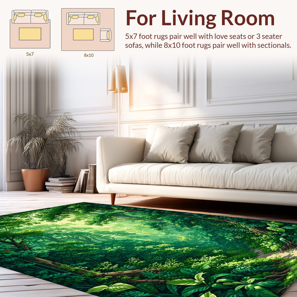 Lush Forest Path Pattern Rug