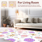 Whimsical Cat Flower Garden Pattern Rug