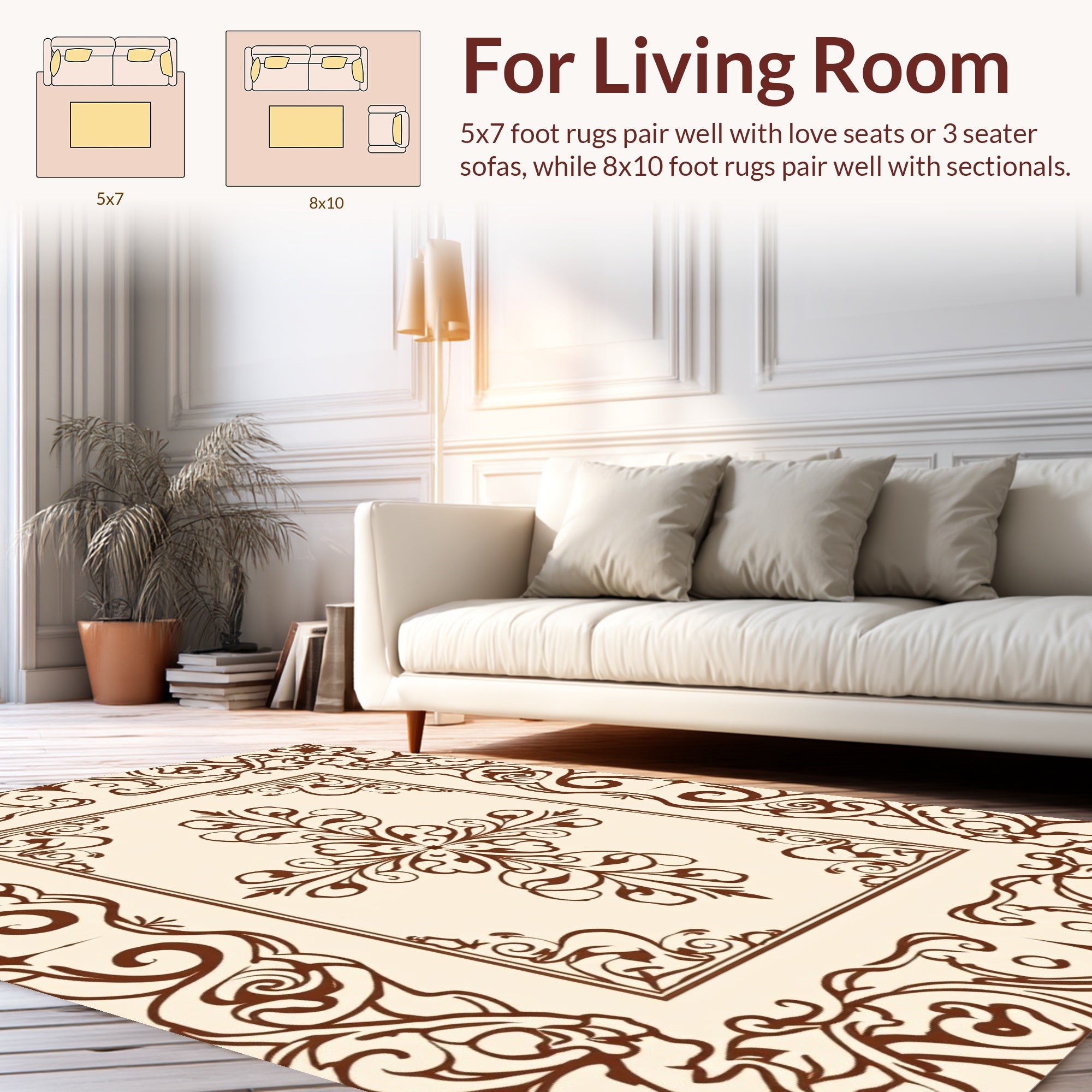 Classic Floral Scroll Pattern Design Rug