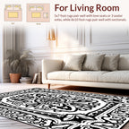 Classic Black White Intricate Mandala Design Rug