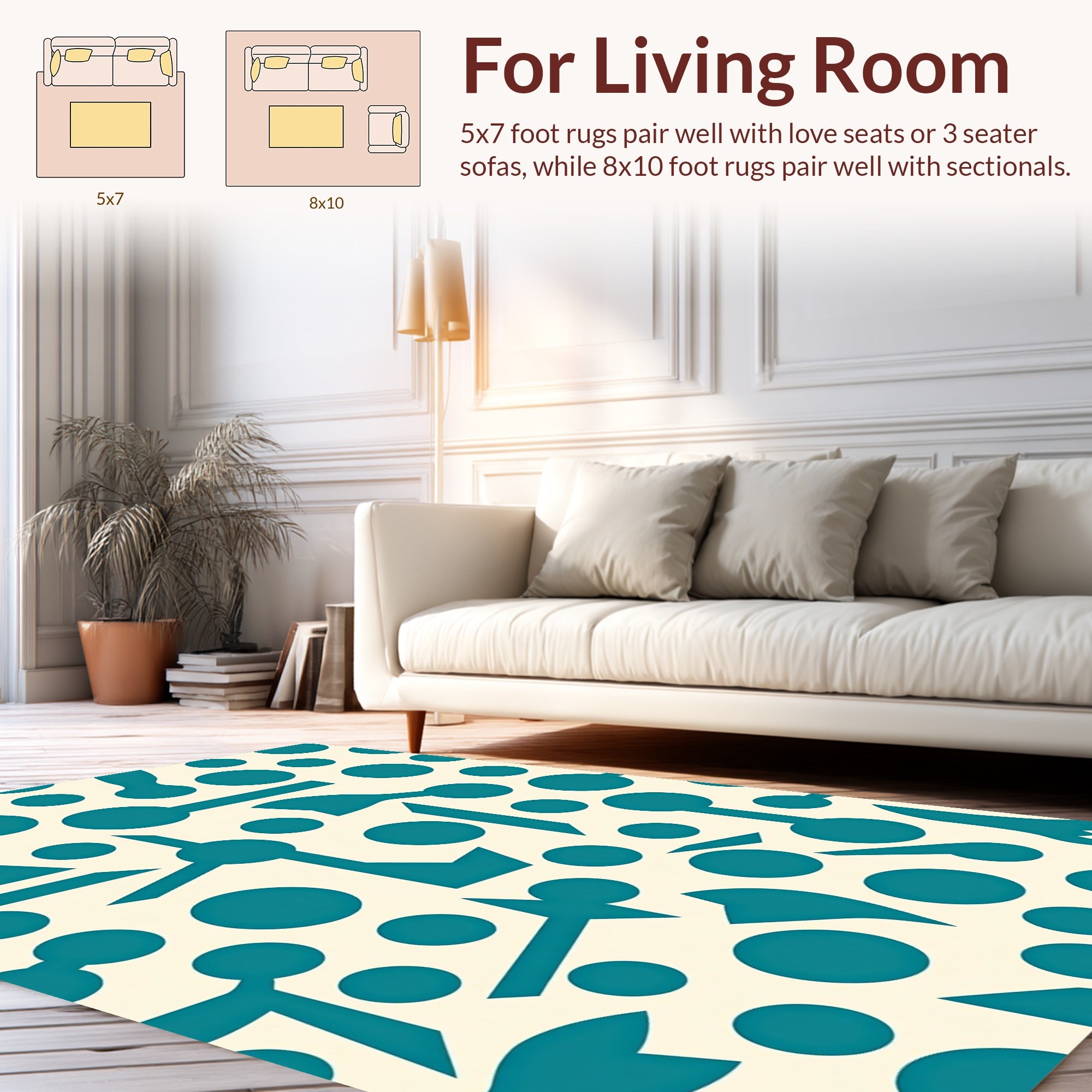 Teal Abstract Geometric Pattern Rug