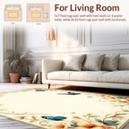 Delicate Floral Vine Butterfly Pattern Rug