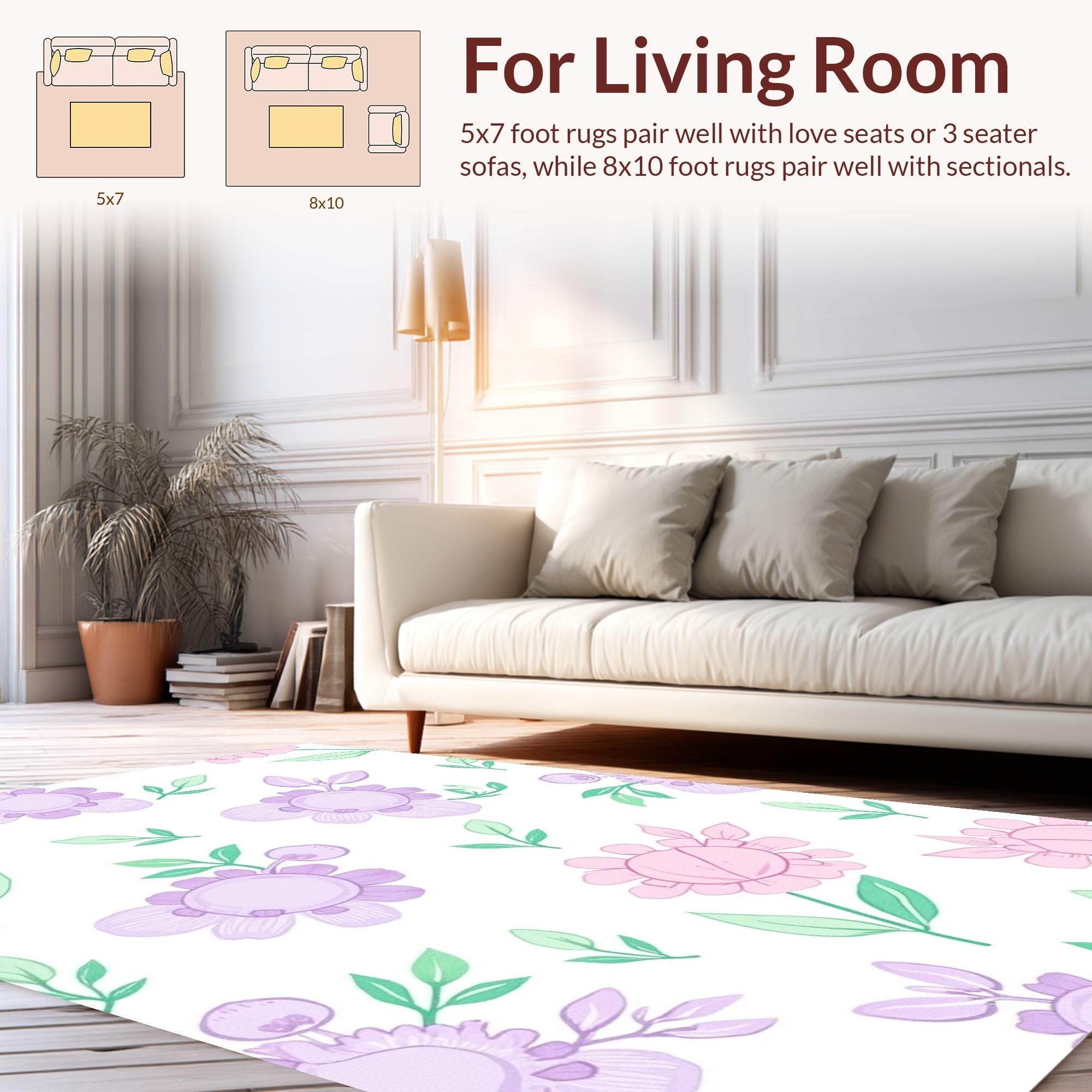Pastel Floral Spray Pattern Rug
