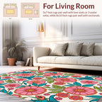 Pink Floral Bird Garden Pattern Rug
