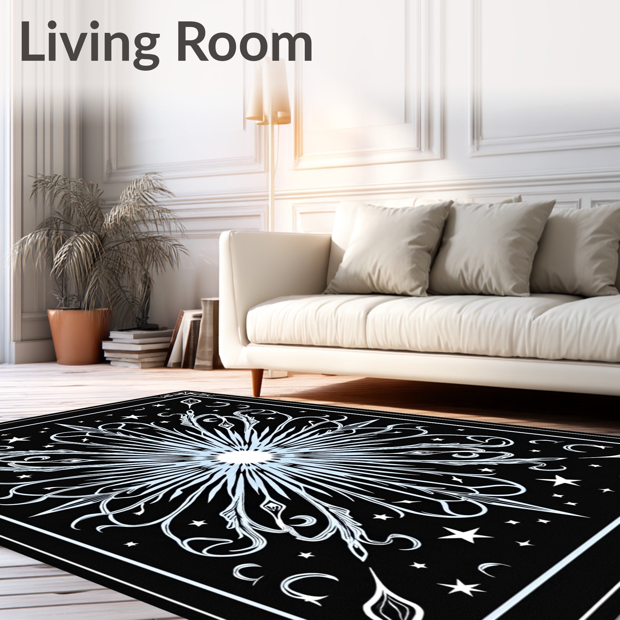 Celestial Sunburst Black Star Rug