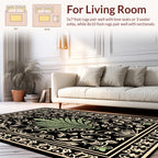 Art Nouveau Floral Scrollwork Black Rug
