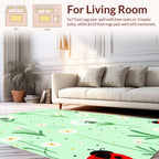 Whimsical Black Ladybugs Dandelion Pattern Rug