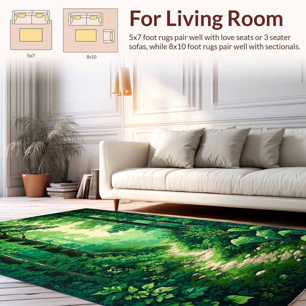 Verdant Forest Path Print Rug