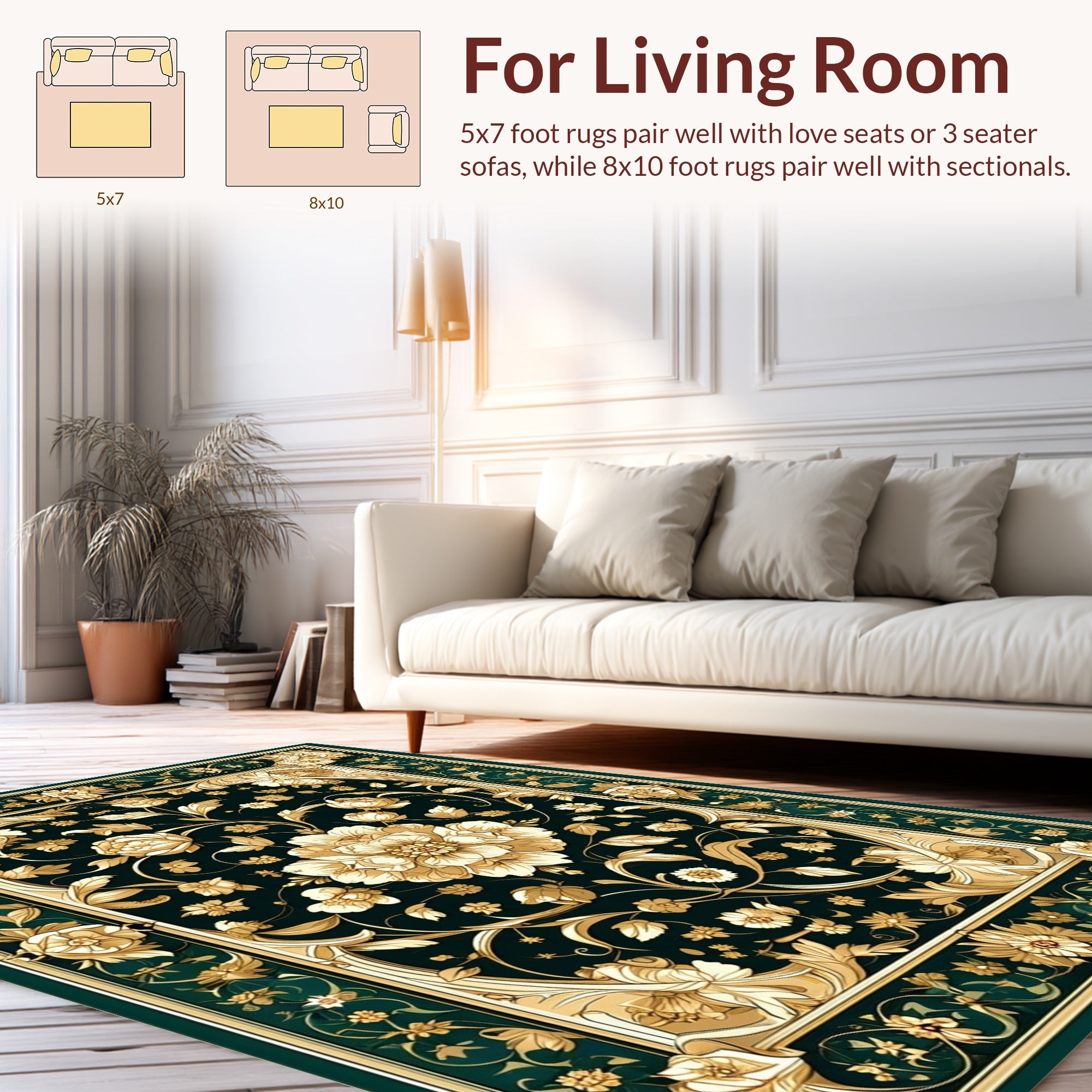 Intricate Floral Pattern With Gold Accents Rug