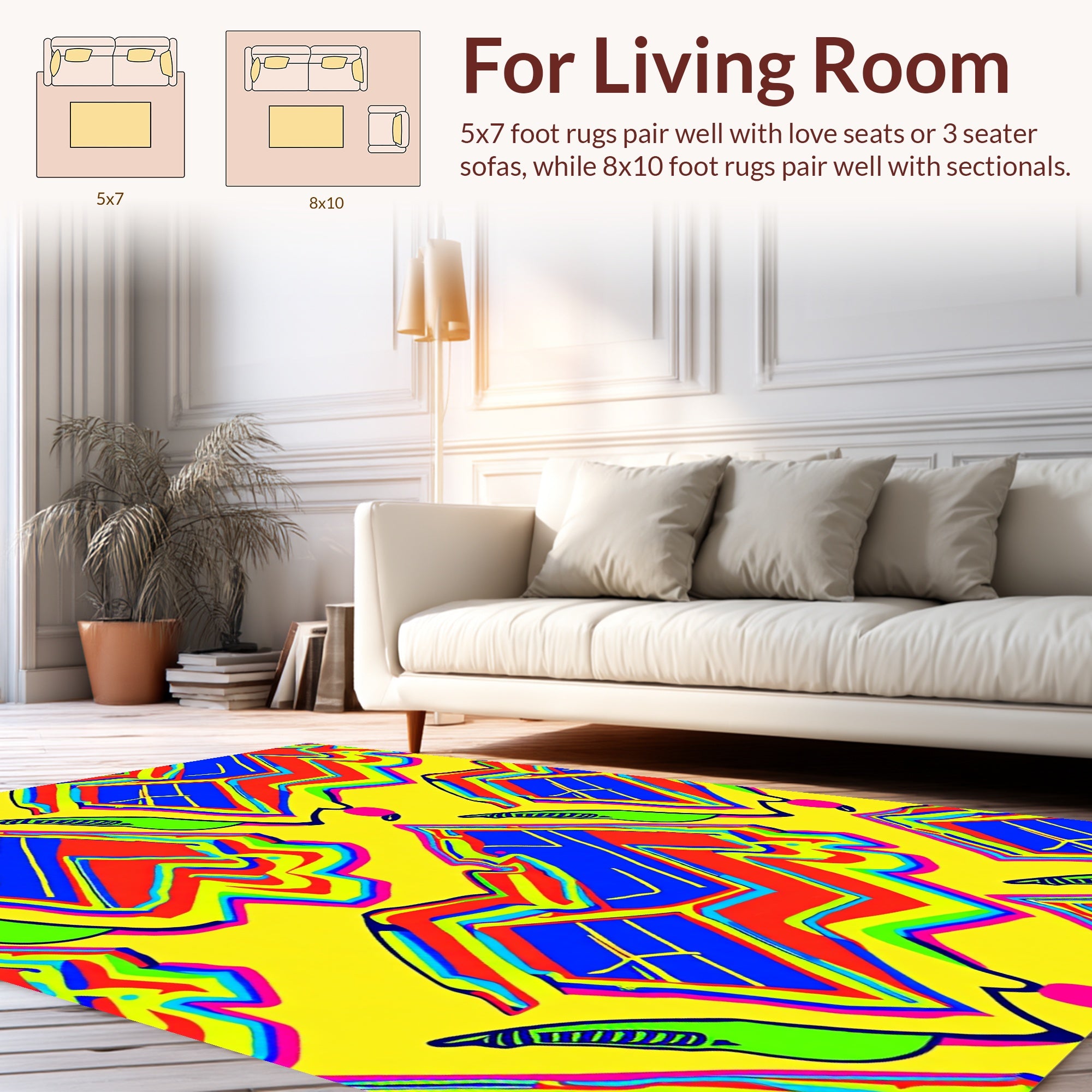Abstract Geometric Bright Bold Shapes Rug