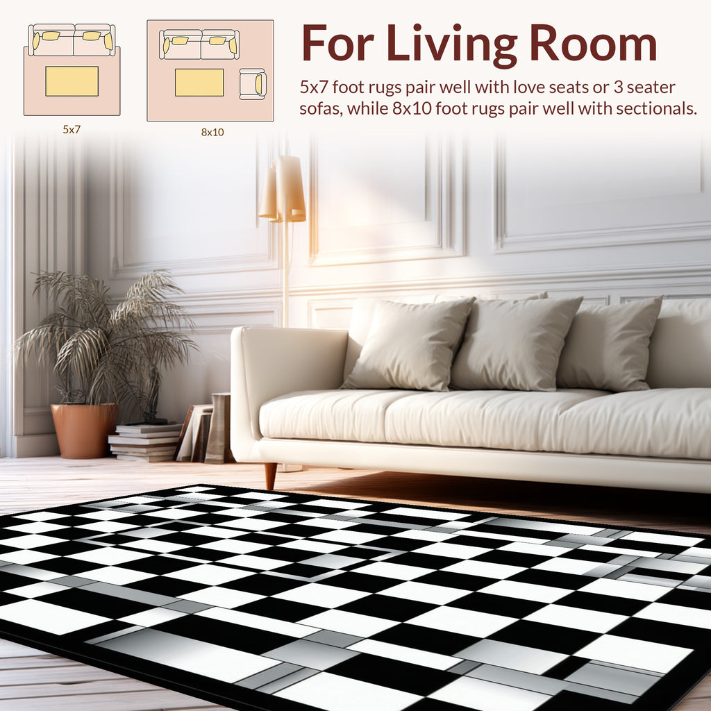Modern Checkerboard Gradient Design Rug
