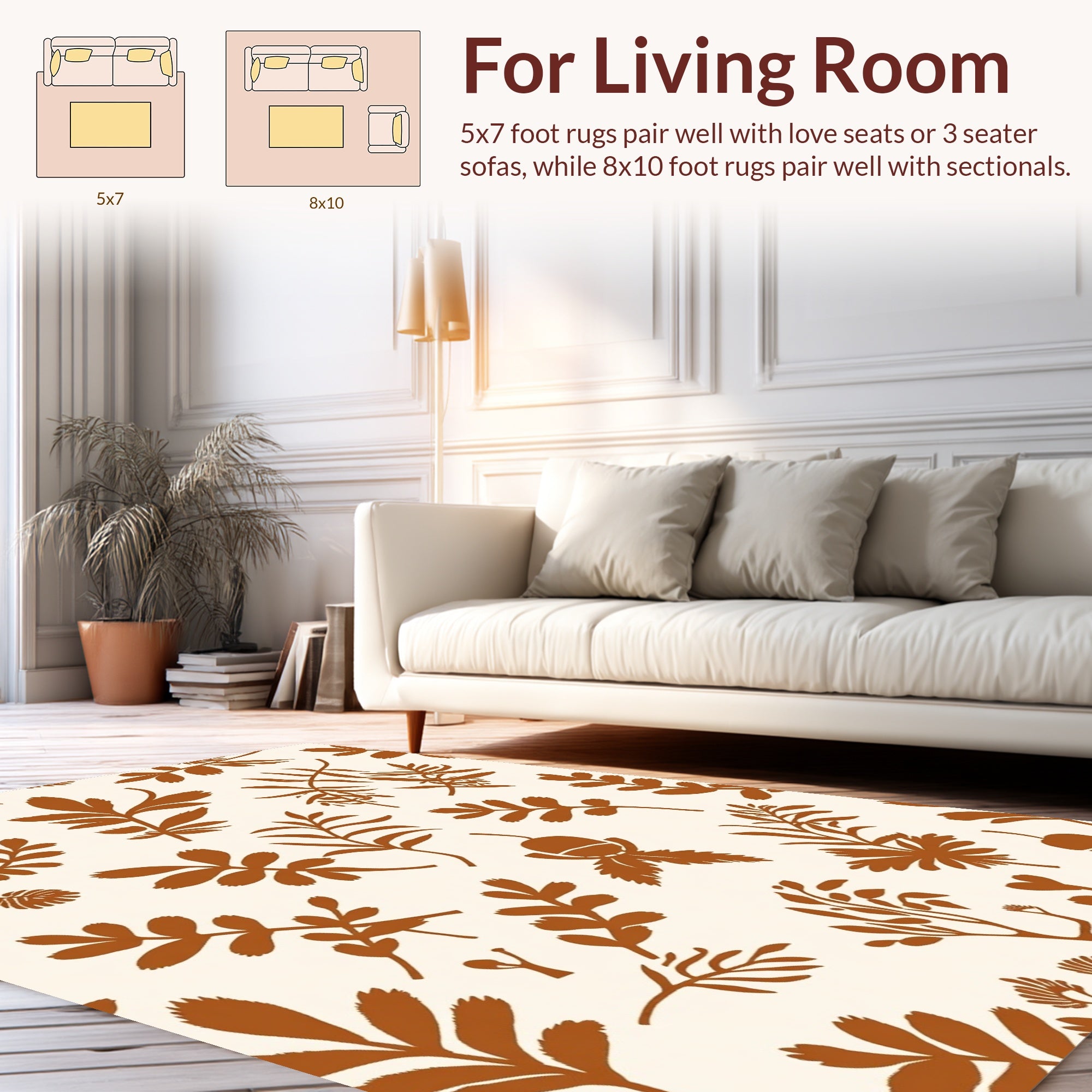 Autumn Leaf Acorn Silhouette Pattern Rug