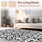 Bold Symmetric Black White Graphic Pattern Rug