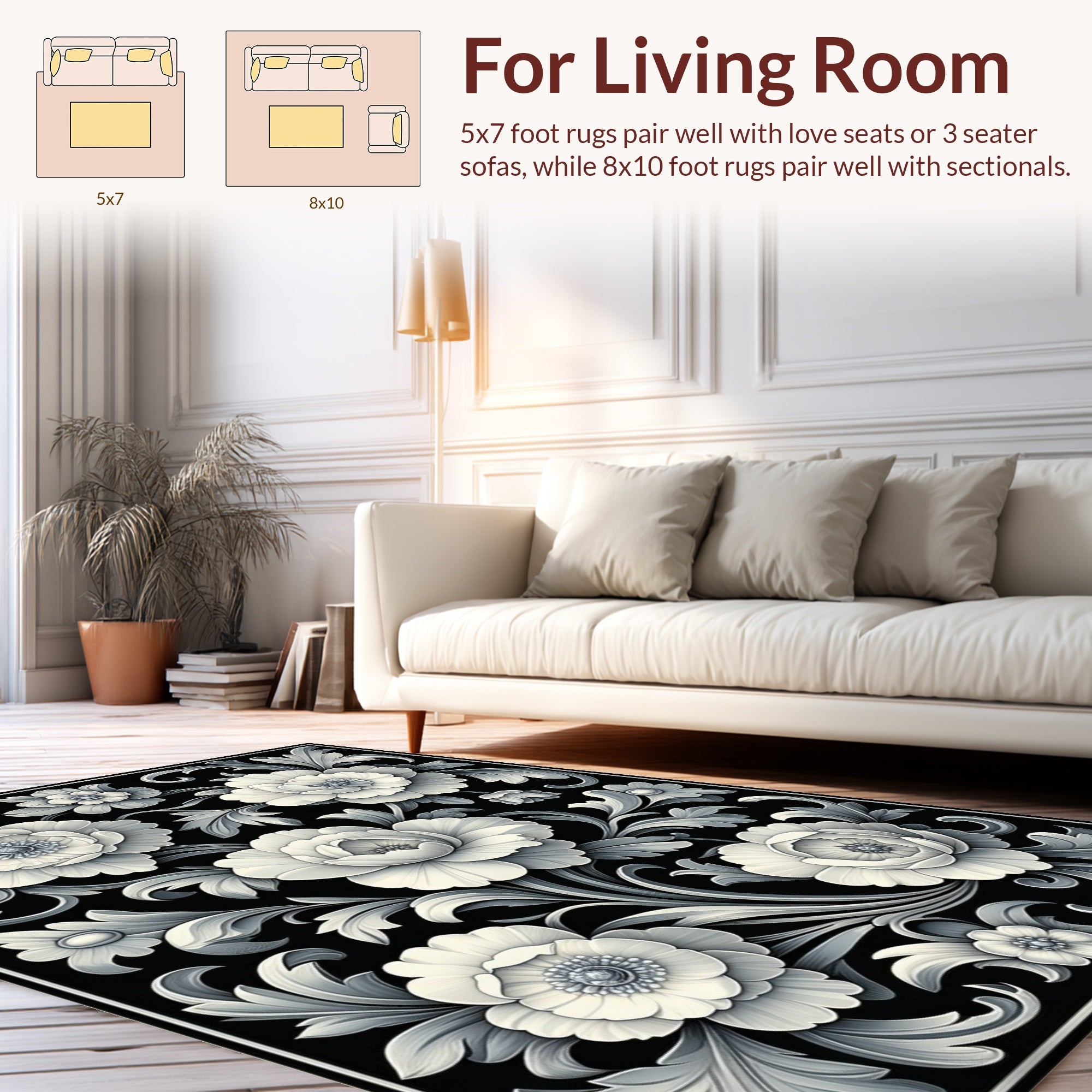 Ornate Floral Scrollwork Pattern Rug