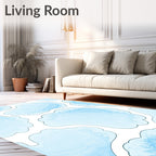Soft Blue Cloud Abstract Agate Texture Rug