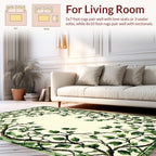 Vining Green Leaf Botanical Pattern Rug
