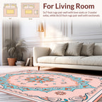Floral Medallion Pastel Scroll Pattern Rug