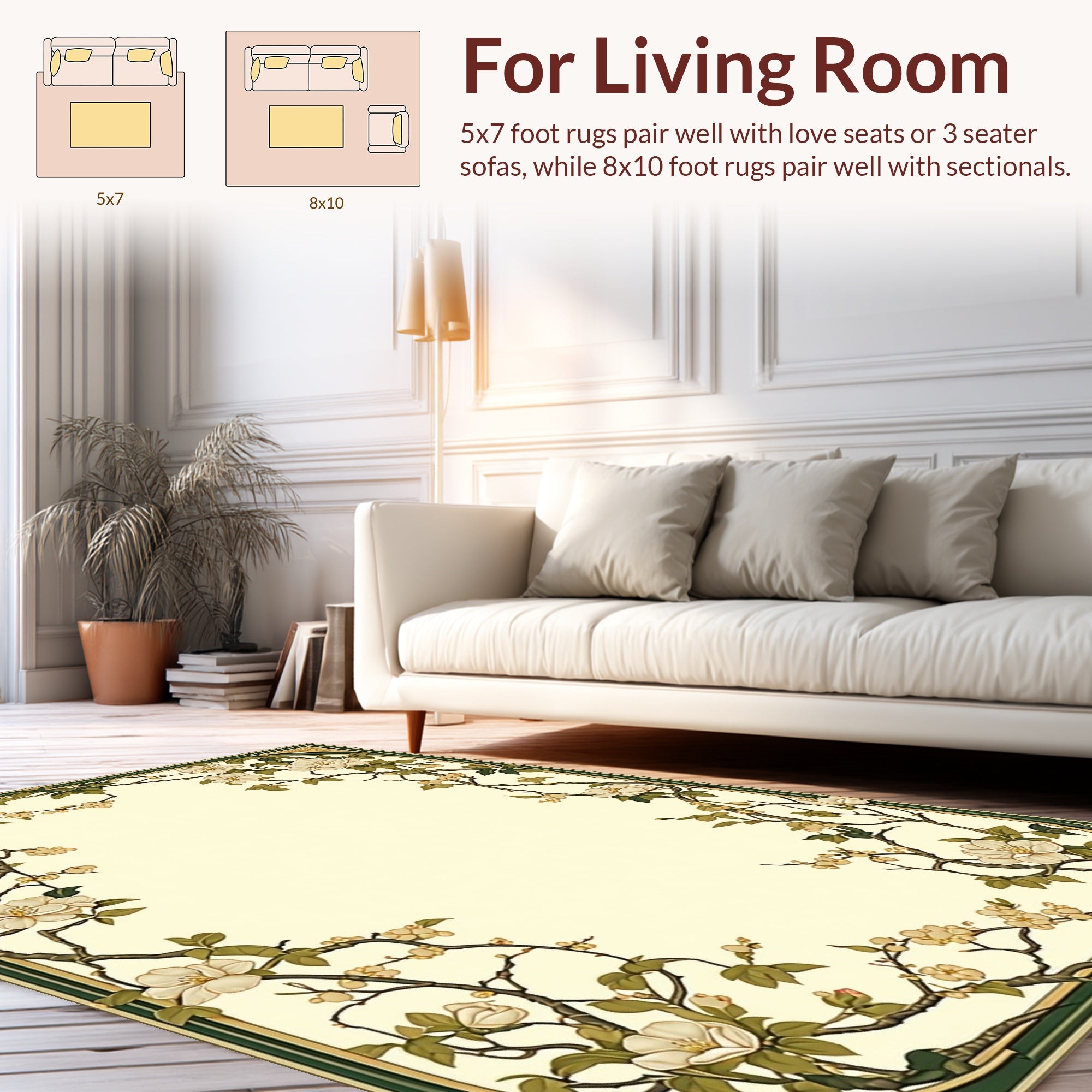 Vine With White Floral Accents Rug