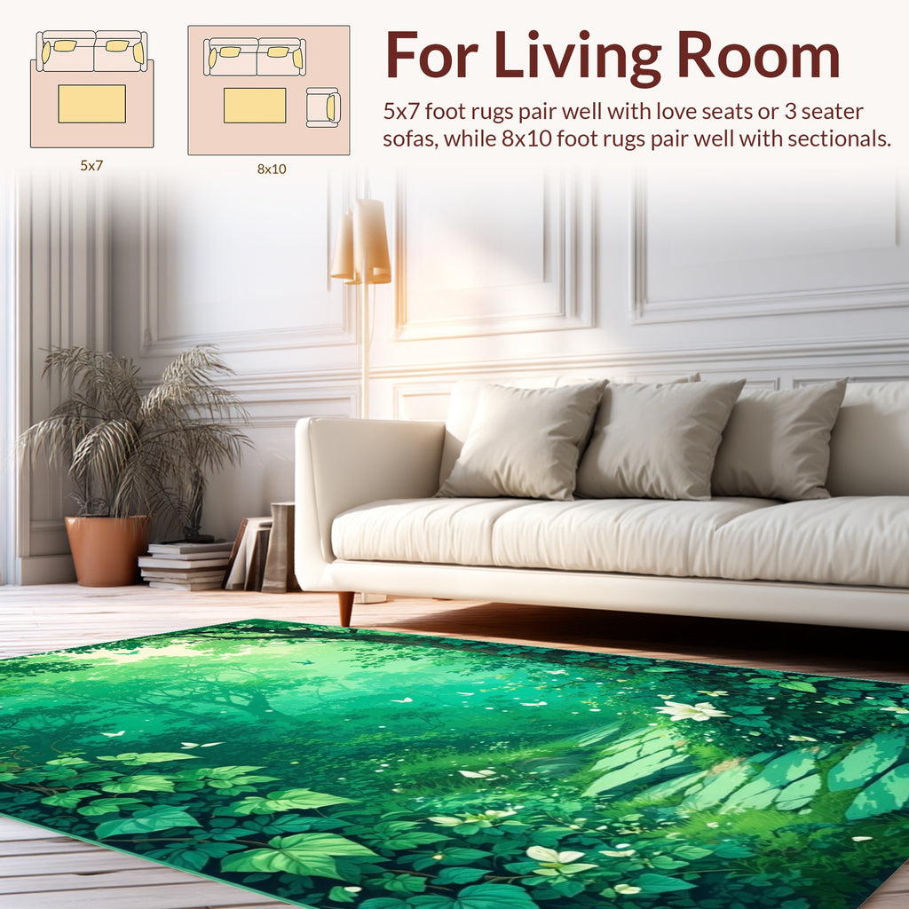 Enchanted Forest Pathway White Flowers Rug
