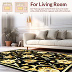 Ornate Gold Black Floral Scroll Rug