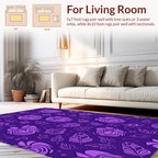 Purple Floral Leaf Pattern Design Rug