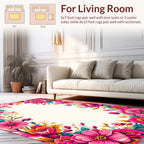 Vibrant Pink Floral Garden Design Rug