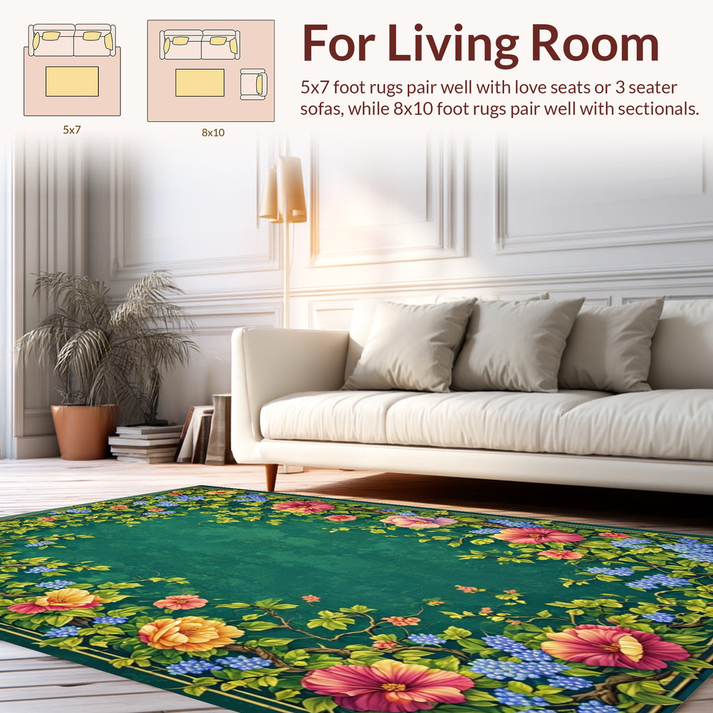 Floral Vine Nature Inspired Rug