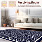 White Calligraphy Floral Pattern Rug