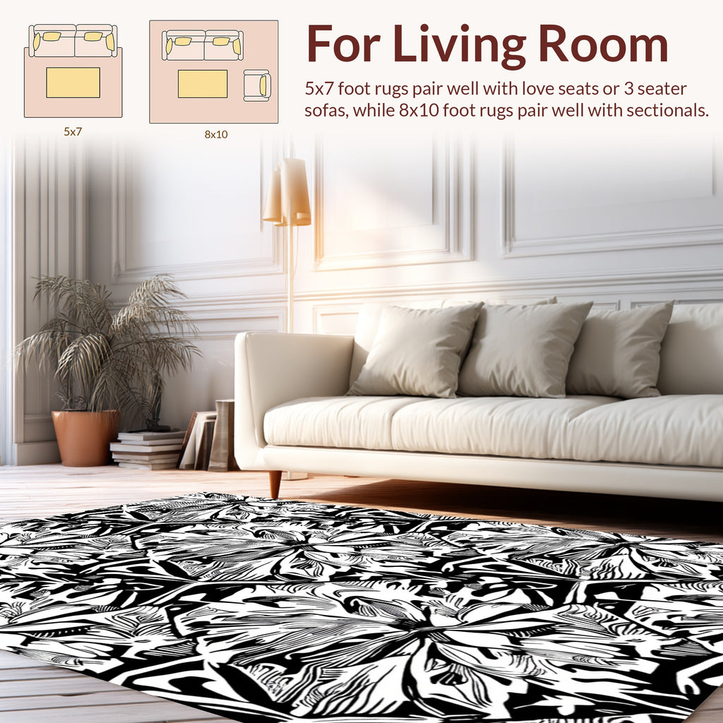 Bold Abstract Floral Design Rug