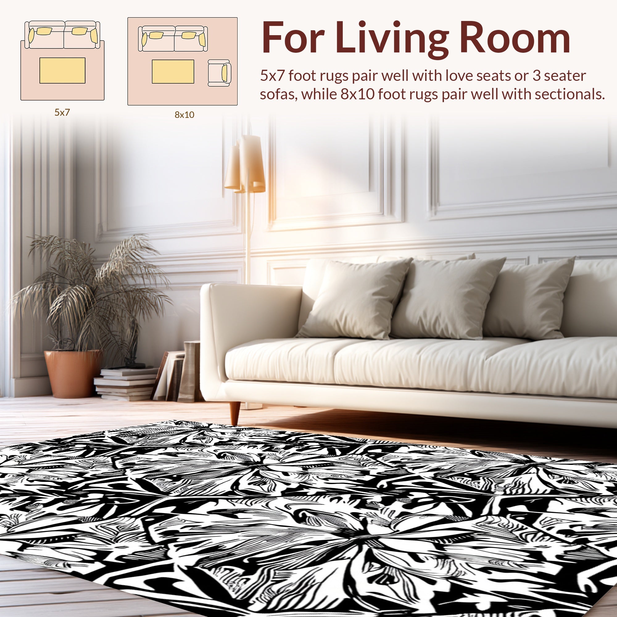 Bold Abstract Floral Design Rug