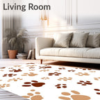 Brown Beige Paw Prints Scattered Rug