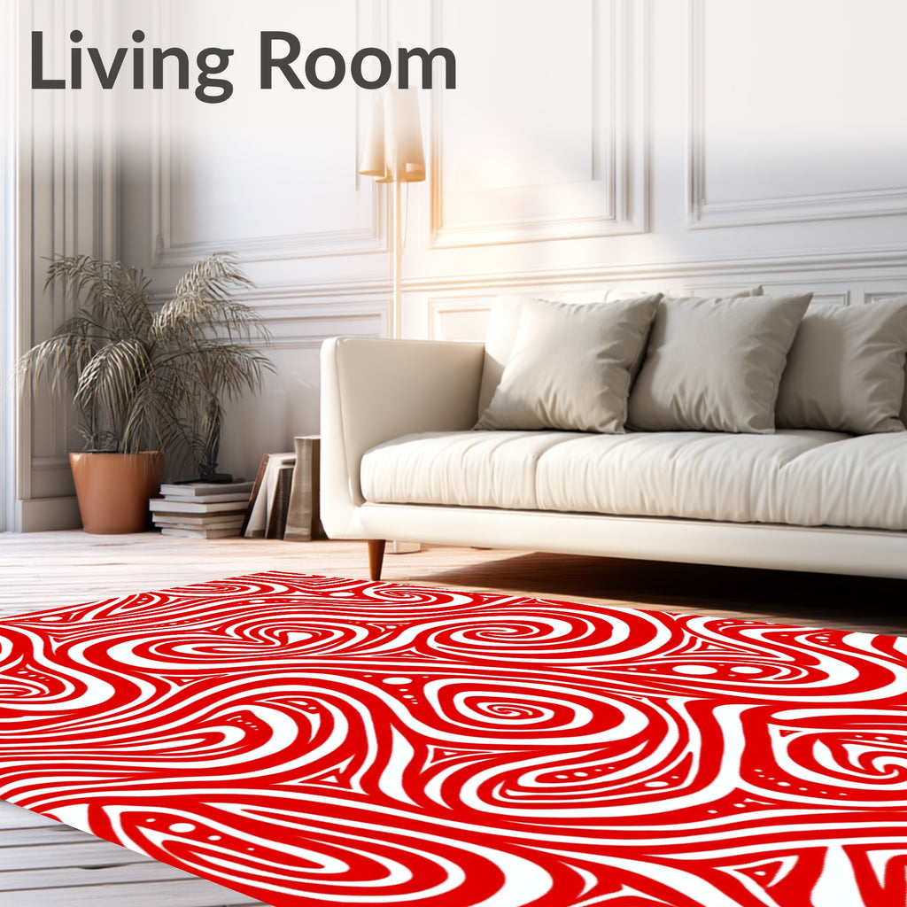 Crimson Ribbon Flow Rug