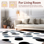 Modern Black Blue Tone Circles Pattern Rug