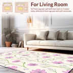 Delicate Pink Floral Vine Pattern Rug