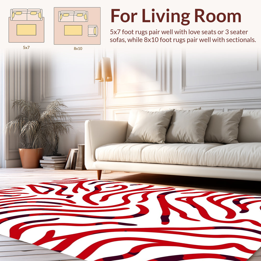 Red Wavy Abstract Pattern Rug