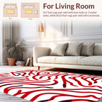 Red Wavy Abstract Pattern Rug