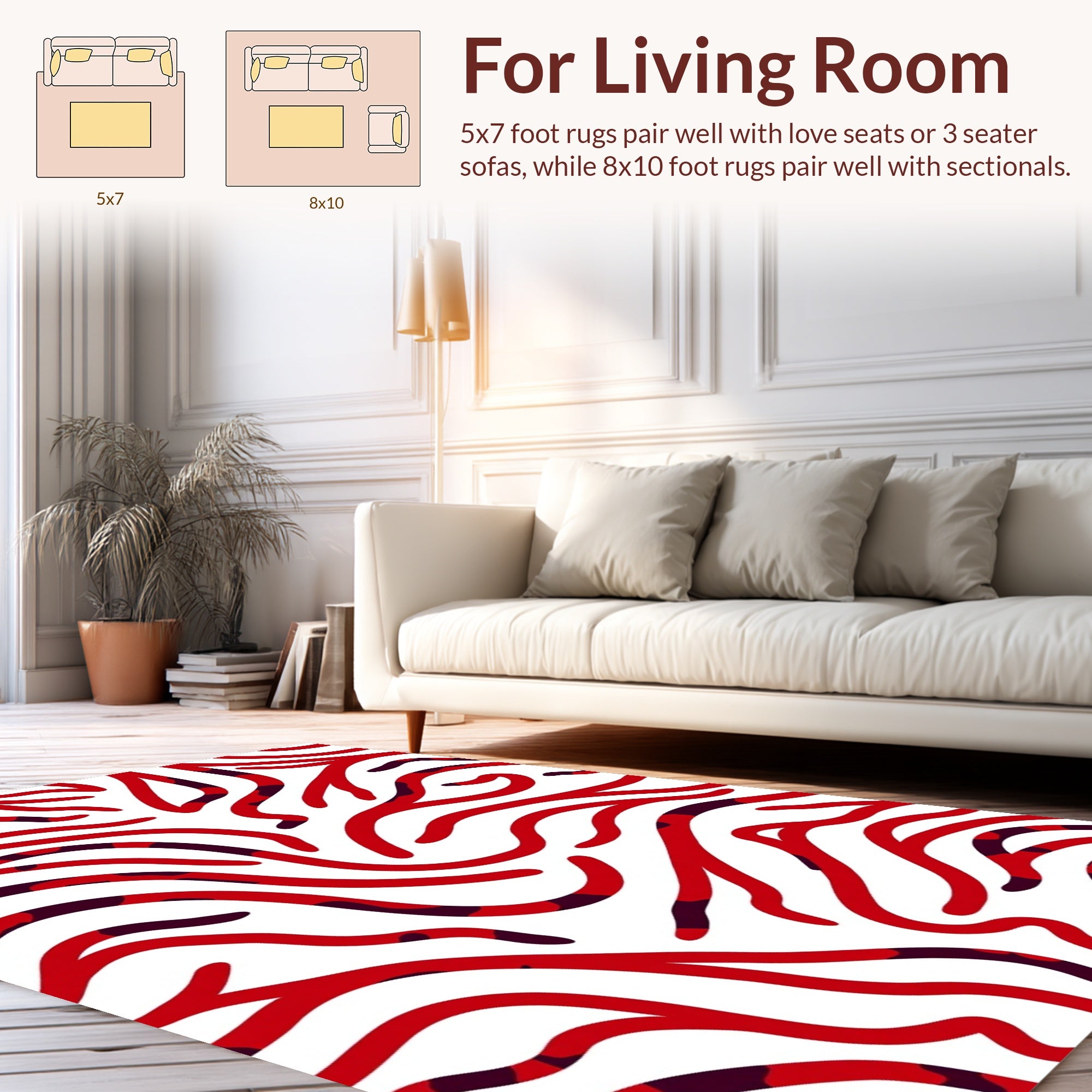 Red Wavy Abstract Pattern Rug