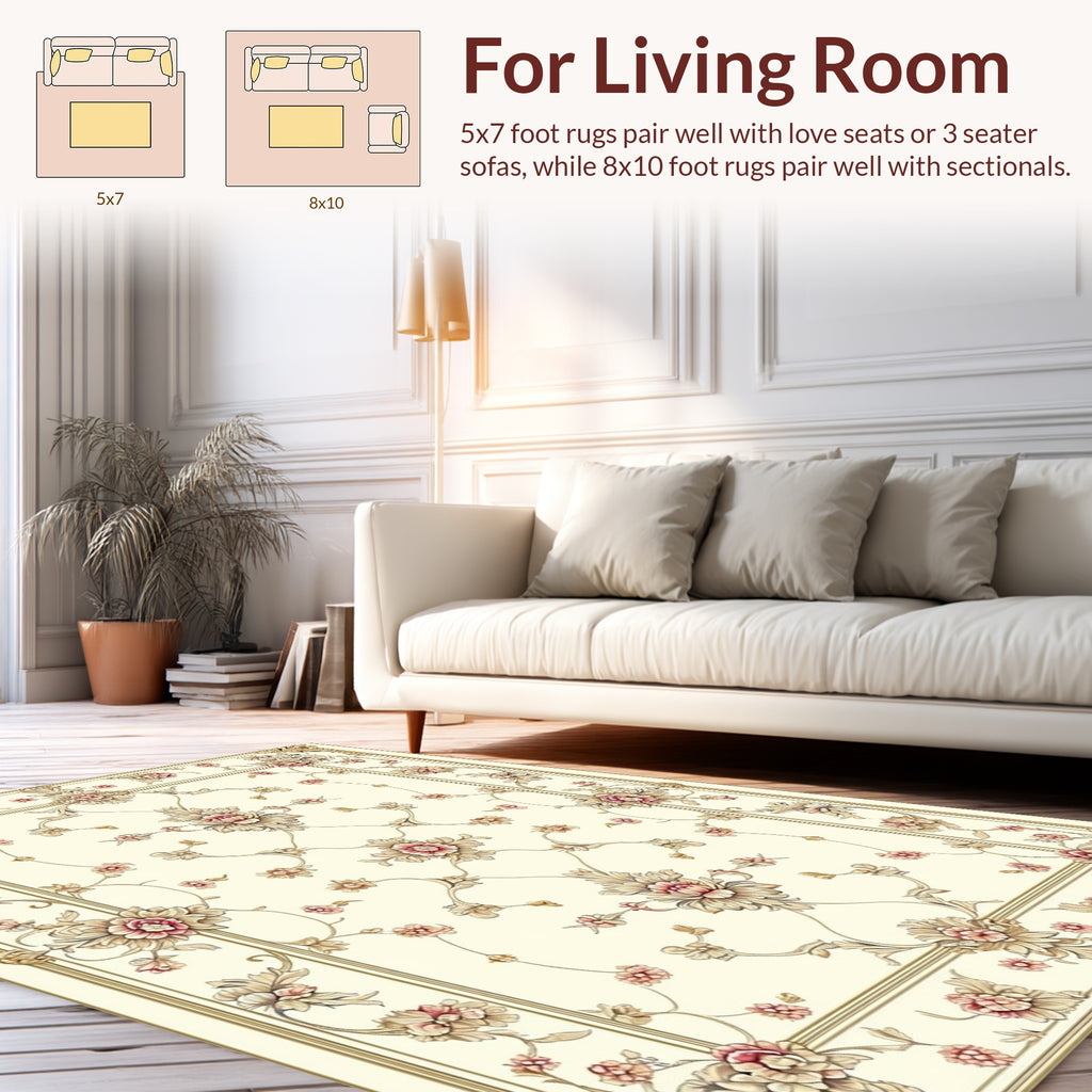Elegant Floral Scroll Traditional Rug