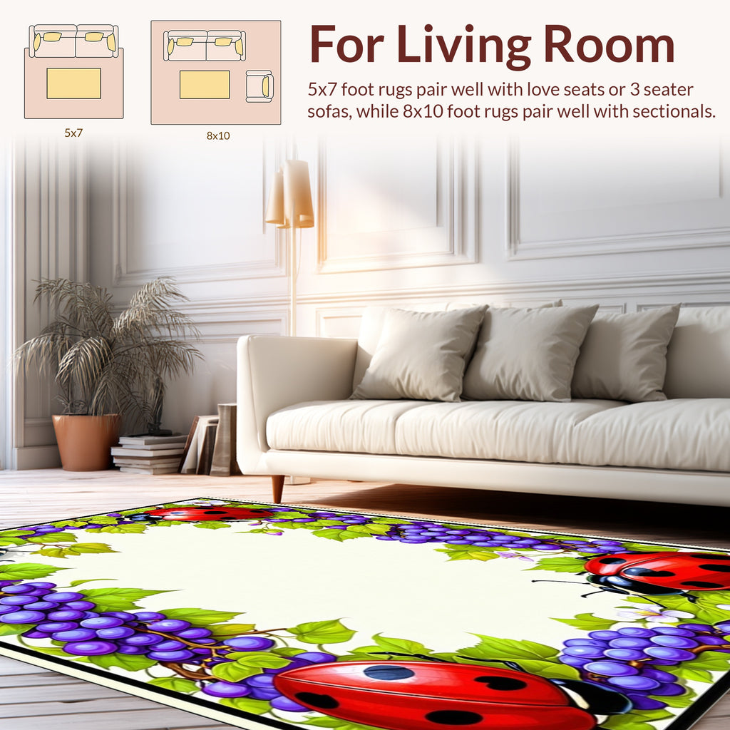 Ladybug Grape Vine Delight Pattern Rug