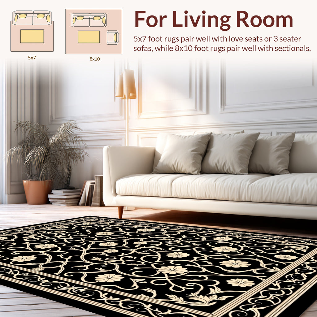 Classic Floral Scroll Work Design Rug